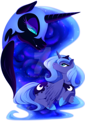 Size: 800x1131 | Tagged: safe, artist:g-blue16, nightmare moon, princess luna, alicorn, pony, g4, design, duality, looking up, prone, s1 luna, shirt design, simple background, transparent background, watermark