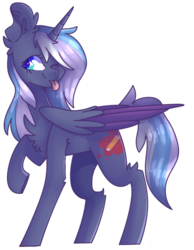 Size: 821x1056 | Tagged: safe, artist:erinartista, oc, oc only, oc:moonlight, alicorn, pony, alicorn oc, female, mare, one eye closed, raised hoof, simple background, solo, tongue out, transparent background, wink