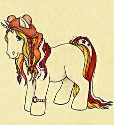 Size: 2128x2320 | Tagged: safe, artist:anniehyena, oc, oc only, pony, unicorn, g1, hat, high res
