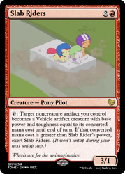 Size: 375x523 | Tagged: safe, apple bloom, scootaloo, sweetie belle, earth pony, pony, forever filly, g4, card, cutie mark crusaders, helmet, magic the gathering, trading card