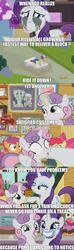 Size: 1920x6470 | Tagged: safe, edit, edited screencap, screencap, apple bloom, rarity, scootaloo, sweetie belle, earth pony, pony, forever filly, g4, cutie mark crusaders, high res, image macro, meme, screencap comic