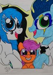 Size: 860x1212 | Tagged: safe, scootaloo, soarin', oc, oc:melody breeze, pony, g4, scootalove, tattoo