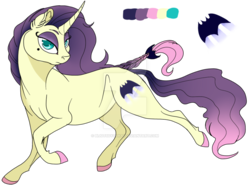 Size: 900x675 | Tagged: safe, artist:bijutsuyoukai, oc, oc only, oc:silent night, pony, unicorn, female, magical lesbian spawn, mare, offspring, parent:fluttershy, parent:moonlight raven, parents:moonlightshy, reference sheet, simple background, solo, transparent background, watermark