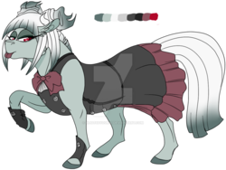 Size: 900x675 | Tagged: safe, artist:bijutsuyoukai, oc, oc only, oc:granite pie, earth pony, pony, clothes, dress, female, magical lesbian spawn, mare, offspring, parent:marble pie, parent:photo finish, parents:marblefinish, raised hoof, simple background, skirt, solo, transparent background, watermark