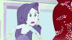 Size: 1130x629 | Tagged: safe, screencap, rarity, equestria girls, equestria girls specials, g4, my little pony equestria girls: dance magic, animated, clothes, dress, excited, female, gif, happy, solo