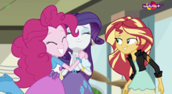 Size: 1264x691 | Tagged: safe, screencap, pinkie pie, rarity, sunset shimmer, equestria girls, equestria girls specials, g4, my little pony equestria girls: dance magic, teletoon