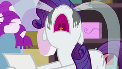 Size: 1280x720 | Tagged: safe, screencap, rarity, pony, unicorn, forever filly, g4, crying, female, makeup, mare, marshmelodrama, mawshot, nose in the air, ocular gushers, open mouth, running makeup, solo, uvula, volumetric mouth