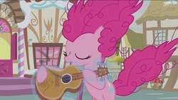 Size: 1920x1080 | Tagged: safe, screencap, pinkie pie, earth pony, pony, g4, honest apple, guitar, hind legs