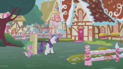 Size: 1234x692 | Tagged: safe, screencap, rarity, spike, dragon, g4, honest apple