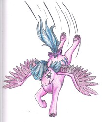 Size: 1444x1731 | Tagged: safe, artist:edhelistar, firefly, pony, g1, g4, bow, female, flying, g1 to g4, generation leap, solo, tail bow, traditional art