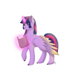 Size: 3000x3000 | Tagged: safe, artist:liefsong, twilight sparkle, alicorn, pony, g4, book, colored wings, colored wingtips, female, heart eyes, high res, levitation, magic, simple background, solo, telekinesis, transparent background, twilight sparkle (alicorn), wingding eyes