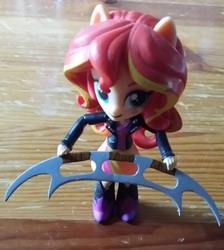 Size: 2240x2504 | Tagged: safe, sunset shimmer, equestria girls, g4, 3d print, bat'leth, doll, equestria girls minis, eqventures of the minis, female, high res, solo, star trek, toy, weapon