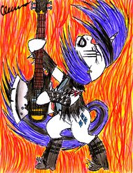 Size: 1260x1640 | Tagged: safe, artist:the1king, rarity, pony, unicorn, g4, honest apple, axe bass, bass guitar, boots, brütal, clothes, ear piercing, earring, female, gene simmons, guitar, guitarity, jewelry, makeup, mare, metal, metal as fuck, musical instrument, piercing, shoes, solo