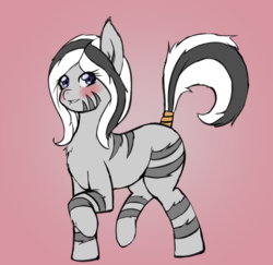 Size: 2052x1992 | Tagged: safe, artist:amnease, oc, oc only, oc:ntombi, zebra, blushing, chest fluff, female, mare, tail ring