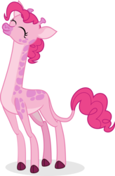 Size: 921x1404 | Tagged: safe, artist:punzil504, pinkie pie, giraffe, fluttershy leans in, g4, cute, diapinkes, eyes closed, female, giraffe pie, giraffied, happy, simple background, smiling, solo, species swap, transparent background, vector