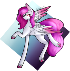Size: 736x745 | Tagged: safe, artist:sweetmelon556, oc, oc only, oc:leaf rose, pony, colored wings, colored wingtips, female, mare, one eye closed, raised hoof, raised leg, solo, wink