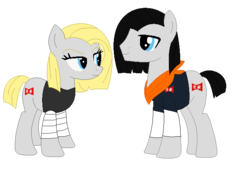 Size: 641x434 | Tagged: safe, artist:romiflutterapple, pony, android 17, android 18, dragon ball, dragon ball z, ponified, simple background, transparent background