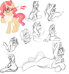 Size: 1400x1508 | Tagged: safe, artist:graboiidz, oc, oc only, oc:rosette fluff, pony, chest fluff, impossibly large chest fluff, sketch, sketch dump, tongue out