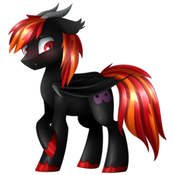 Size: 2253x2264 | Tagged: safe, artist:scarlet-spectrum, oc, oc only, dracony, hybrid, pony, blushing, commission, edgy, floppy ears, high res, male, red and black oc, red eyes, simple background, slit pupils, solo, stallion, transparent background