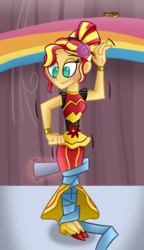 Size: 750x1300 | Tagged: safe, artist:snakeythingy, sunset shimmer, equestria girls, equestria girls specials, g4, my little pony equestria girls: dance magic, blushing, clothes, dancing, dress, female, flamenco dress, magic, mummification, solo, story included, sunset shimmer flamenco dress, wrapping