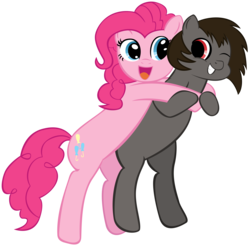 Size: 3755x3688 | Tagged: safe, artist:xxthehtfgodxx, pinkie pie, oc, earth pony, pony, g4, canon x oc, high res, hug, shipping, simple background, transparent background