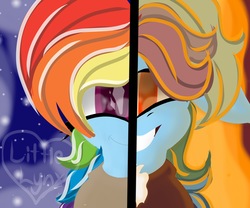 Size: 3000x2500 | Tagged: safe, artist:littlelynxs04, rainbow dash, pony, the count of monte rainbow, g4, crossover, duality, edmond dantes, female, fire, high res, rainbow dantes, solo, split screen, the count of monte cristo