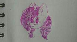 Size: 594x325 | Tagged: safe, artist:pinkcloudhugger, oc, oc only, oc:baatochan, pony, unicorn, sketch, solo, traditional art