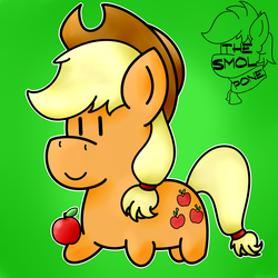 Size: 2500x2500 | Tagged: safe, artist:heartpallete, applejack, earth pony, pony, g4, apple, clothes, female, food, high res, mare, smolpone, solo
