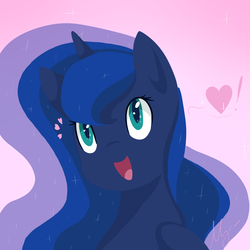 Size: 3000x3000 | Tagged: safe, artist:maravor, princess luna, pony, g4, female, gradient background, heart, high res, looking at you, open mouth, smiling, solo