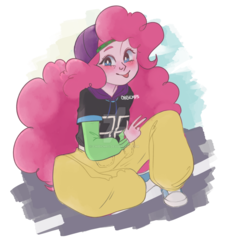 Size: 1600x1745 | Tagged: safe, artist:chibicmps, pinkie pie, equestria girls, equestria girls specials, g4, my little pony equestria girls: dance magic, backwards ballcap, baseball cap, cap, female, hat, mc pinkie, rapper pie, shoes, sneakers, solo, tongue out