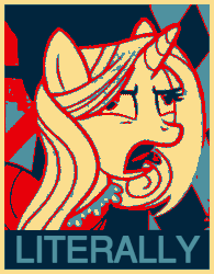 Size: 475x608 | Tagged: safe, lily lace, pony, g4, honest apple, barack obama, female, gif, hope poster, literally, non-animated gif, solo
