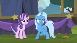 Size: 1280x720 | Tagged: safe, screencap, starlight glimmer, trixie, pony, g4, no second prances, discovery family logo