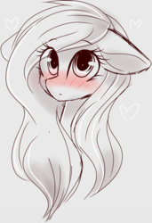 Size: 2048x3000 | Tagged: safe, artist:cinnamontee, oc, oc only, pony, blushing, bust, female, high res, mare, monochrome, partial color, portrait, solo