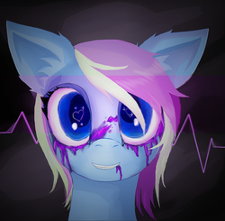 Size: 796x779 | Tagged: safe, artist:evescintilla, oc, oc only, oc:eve scintilla, pony, bust, heart eyes, insanity, portrait, solo, wingding eyes, yandere