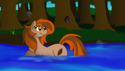 Size: 1024x576 | Tagged: safe, artist:jen-neigh, oc, oc only, pony, river, solo, swimming, water