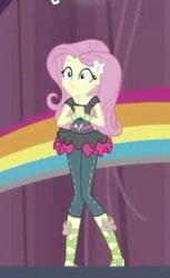 Size: 229x375 | Tagged: safe, screencap, fluttershy, equestria girls, equestria girls specials, g4, my little pony equestria girls: dance magic, clothes, cropped, female, pants, shoes, skirt, solo