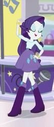 Size: 205x480 | Tagged: safe, screencap, rarity, equestria girls, equestria girls specials, g4, my little pony equestria girls: dance magic, boots, bracelet, clothes, cropped, cute, eyes closed, female, high heel boots, jewelry, microphone, pose, purse, skirt, solo