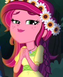 Size: 501x616 | Tagged: safe, screencap, gloriosa daisy, equestria girls, g4, my little pony equestria girls: legend of everfree, cropped, female, geode of sugar bombs, geode of super speed, geode of super strength, magical geodes, solo