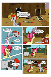 Size: 1024x1536 | Tagged: safe, artist:cartoon-eric, apple bloom, sweetie belle, oc, oc:fritz, oc:gear loose, pony, comic:cmc and gear loose, g4, comic, cutie mark crusaders