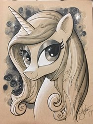 Size: 900x1200 | Tagged: safe, artist:andy price, fleur-de-lis, pony, unicorn, g4, bust, female, portrait, solo, traditional art