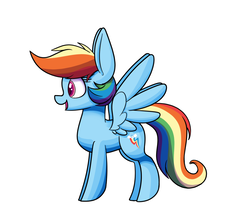 Size: 1200x1050 | Tagged: safe, artist:heir-of-rick, part of a set, rainbow dash, pony, g4, female, impossibly large ears, open mouth, profile, simple background, solo, spread wings, white background, wings