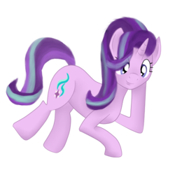 Size: 1100x1100 | Tagged: dead source, safe, artist:afterman, starlight glimmer, pony, unicorn, g4, cute, female, lying down, simple background, smiling, solo, transparent background