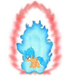 Size: 1512x1600 | Tagged: safe, artist:anonimo17, applejack, earth pony, pony, g4, dragon ball, dragon ball super, female, kaio-ken, simple background, solo, super saiyan blue, transparent background