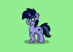 Size: 1366x985 | Tagged: safe, artist:php142, edit, oc, oc only, oc:purple flix, pony, pony town, blushing, looking at you, shy, solo