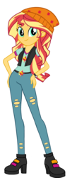 Size: 1280x3147 | Tagged: safe, artist:sunsetshimmer333, starlight glimmer, sunset shimmer, equestria girls, g4, alternate clothes, beanie, boots, clothes, clothes swap, female, hat, shoes, simple background, smiling, solo, standing, starlight glimmer's boots, transparent background