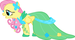 Size: 3293x1770 | Tagged: safe, artist:greseres, fluttershy, pony, g4, my little pony: friendship is magic, the best night ever, clothes, dress, female, gala dress, simple background, solo, transparent background, vector