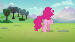 Size: 1280x720 | Tagged: safe, screencap, pinkie pie, earth pony, pony, g4, the mane attraction, butt, female, mare, plot, solo