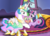 Size: 1427x1019 | Tagged: safe, artist:dsana, princess celestia, spike, twilight sparkle, alicorn, dragon, pony, g4, bare hooves, card, commission, hoof shoes, jewelry, mama twilight, momlestia, prone, reading, regalia, shoes, shoes off, shoes removed, spikelove