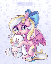 Size: 3477x4362 | Tagged: safe, artist:wirbel-wind, oc, oc only, oc:bay breeze, pegasus, pony, female, high res, mare, solo, teddy bear