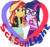 Size: 2853x2689 | Tagged: safe, artist:namyg, sci-twi, sunset shimmer, twilight sparkle, equestria girls, g4, bowtie, clothes, cute, cutie mark, duo, female, glasses, heart, heart hands, high res, jacket, leather jacket, lesbian, looking at you, ship:sci-twishimmer, ship:sunsetsparkle, shipping, simple background, skirt, transparent background